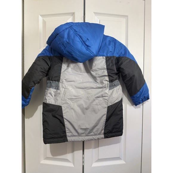 London Fog Kids Winter Puffer Jacket Coat L 7 Blue Gray Hooded Warm Worn Once - Picture 5 of 5